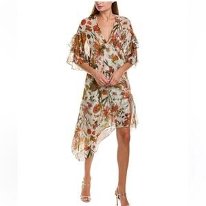 IRO Something Silk Dress Natural Cream Floral Print size 36 size small